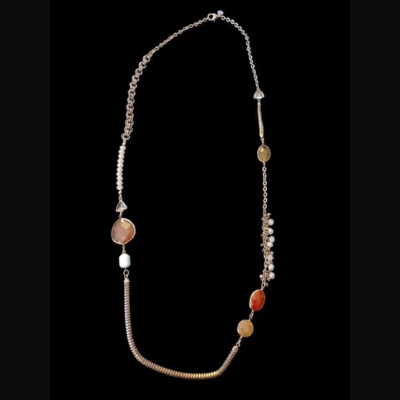 Ann Taylor Loft Silver Tone Long Acrylic Stone 35.5" Long Necklace - Picture 4 of 6